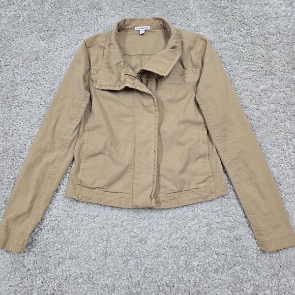 Standard James Perse‎ Cropped Moto Jacket Womens 3 Large Tan Full Zip Coat - Picture 1 of 15